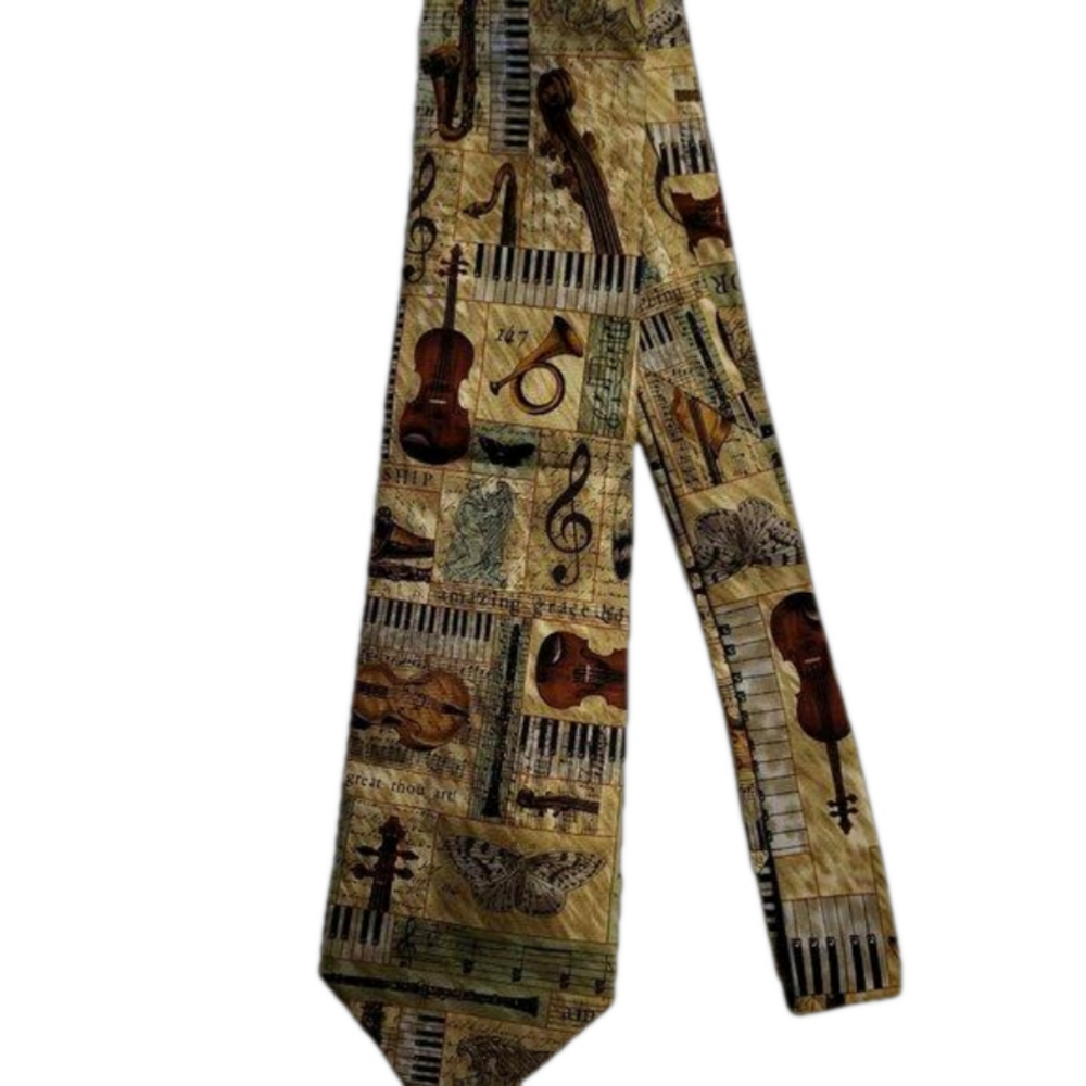 Men's Novelty Tie - Musical Instruments and Notes, OS